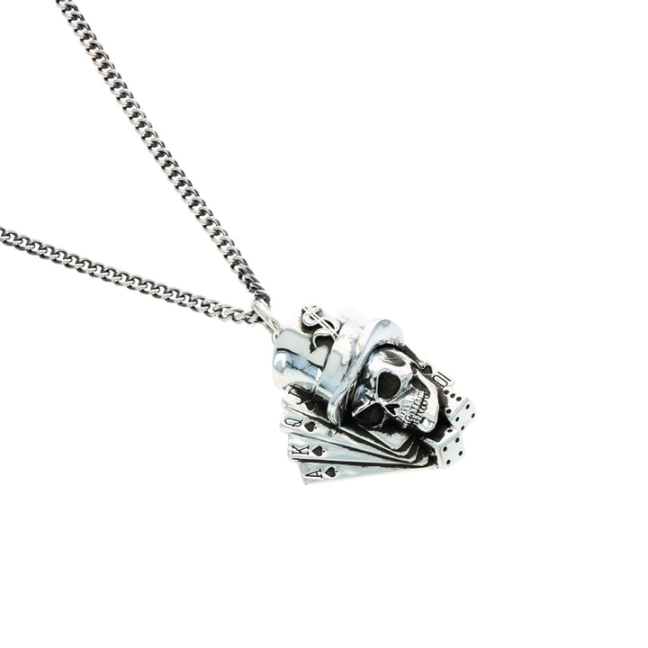 The Gambler Skull Pendant on white background side b top