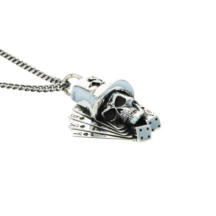 The Gambler Skull Pendant on white background side b
