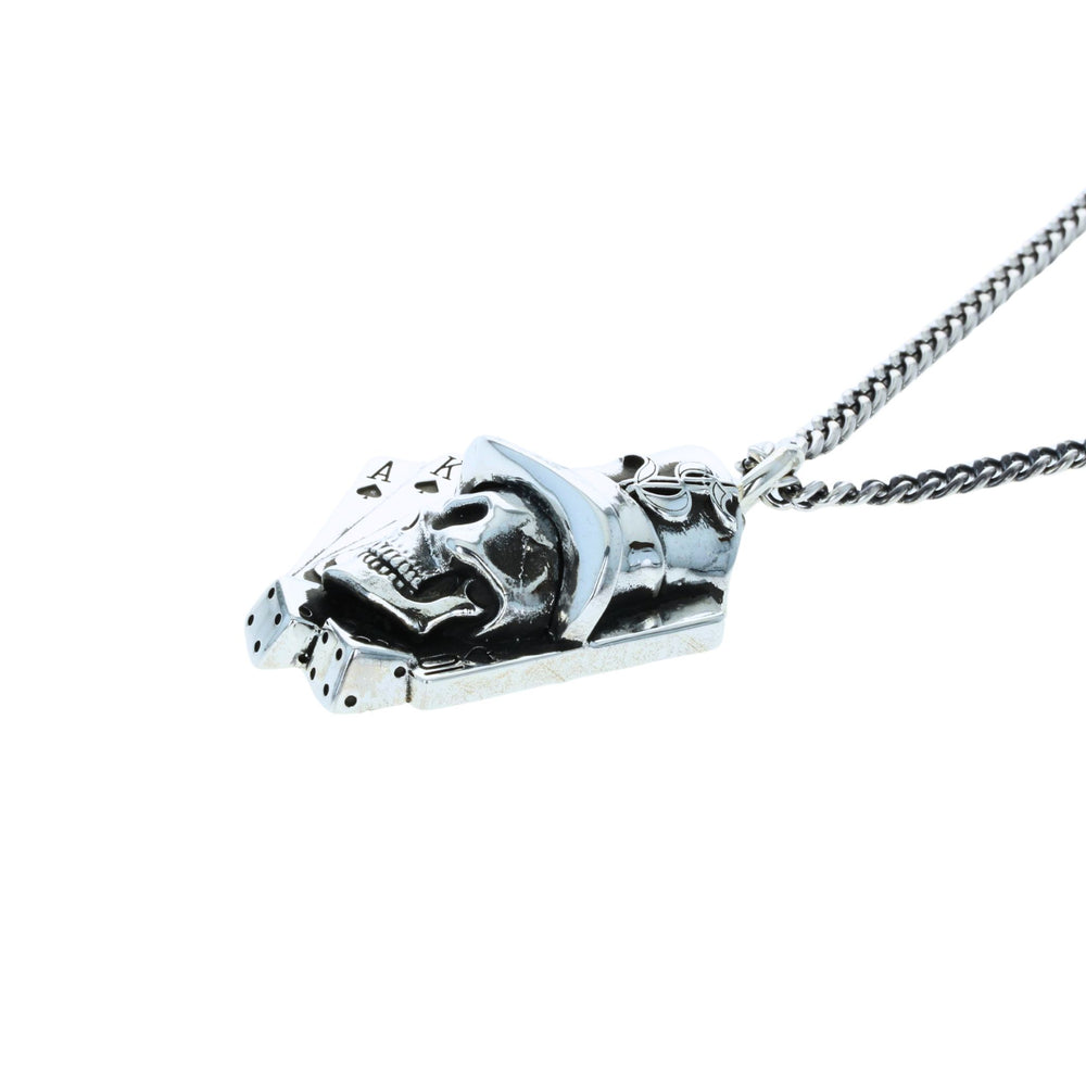 The Gambler Skull Pendant on white background side a