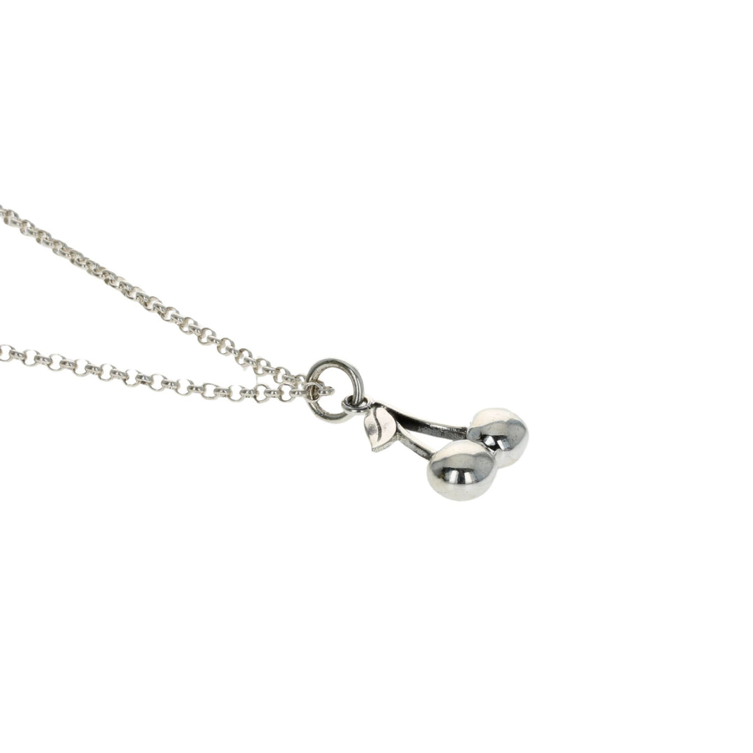 Micro Cherry Pendant on Rolo Chain on white background side b