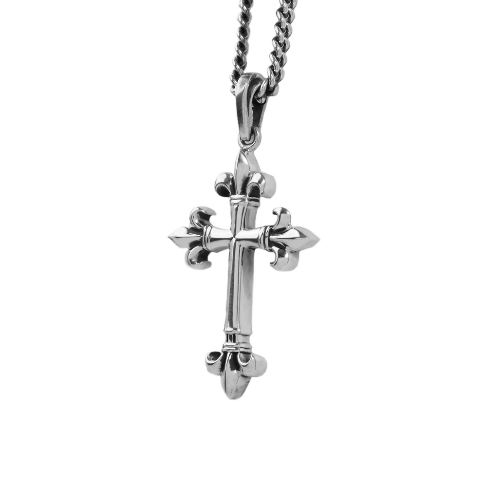 Big FDL Cross Pendant on white background 3/4 view