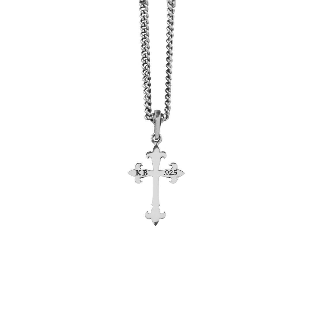 Small FDL Cross Pendant on white background back view