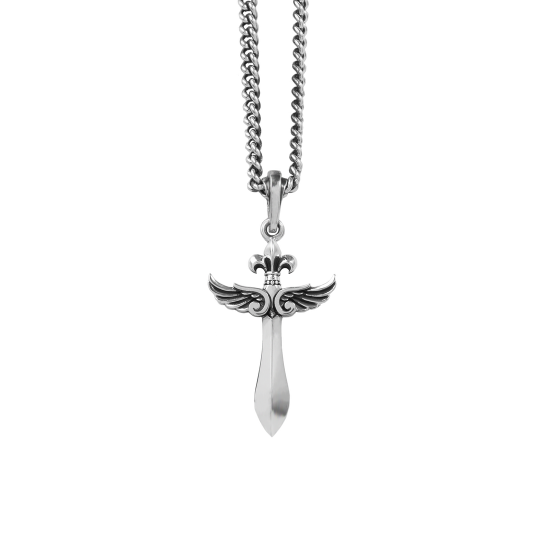 Big Dagger Winged Cross on white background