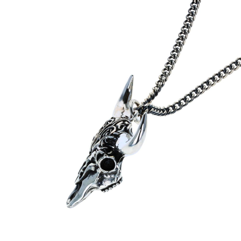 Buffalo Skull Pendant on White Background Front Side