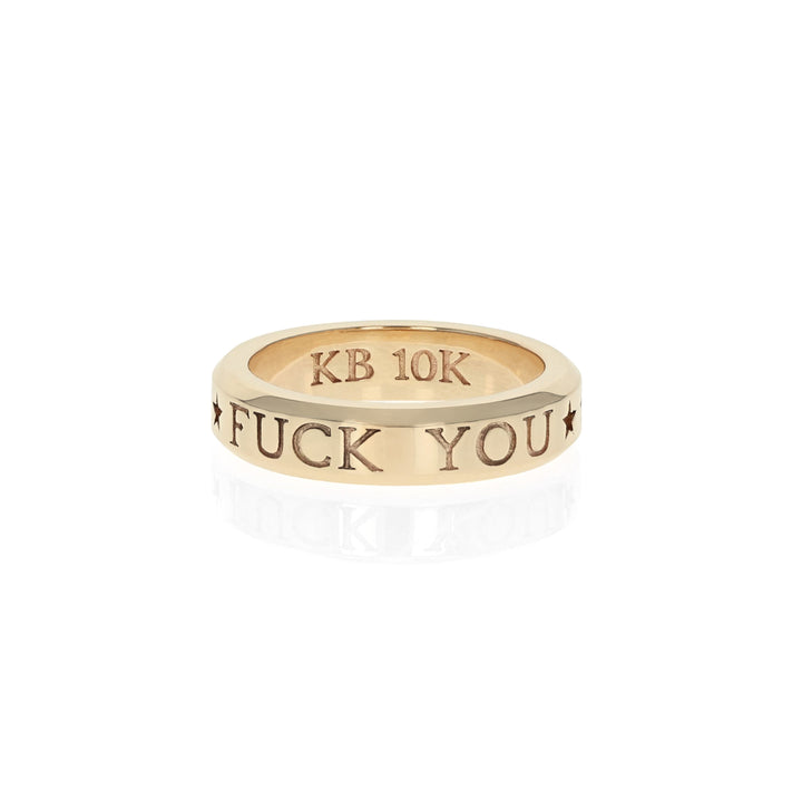 Product shot of 10K Gold Fuck You Stackable Ring