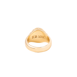 Cat Eye Oval Stone 10K Gold Ring w/ Stingray Texture