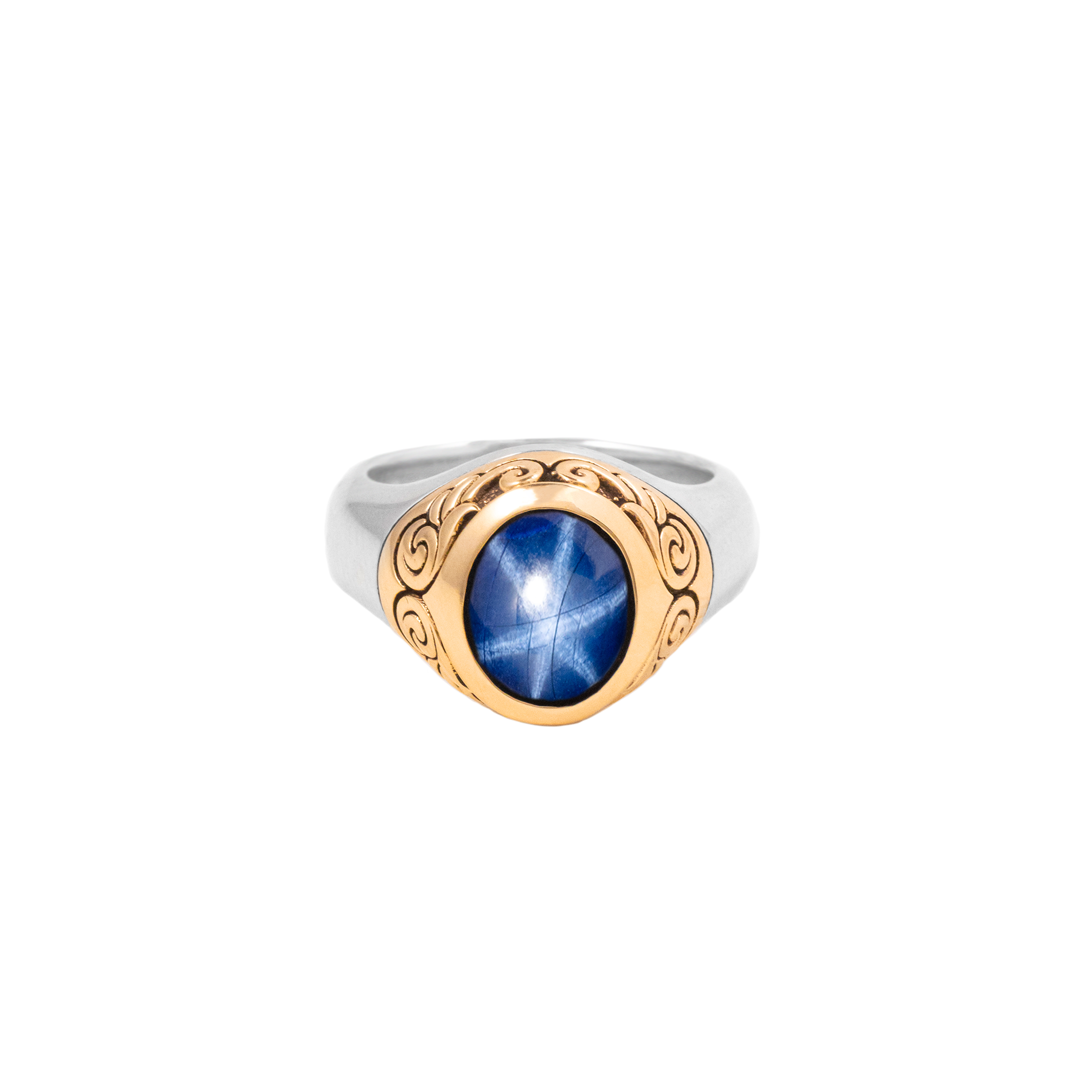 Sapphire Oval Stone Ring w/ 10K Gold Wing Detail