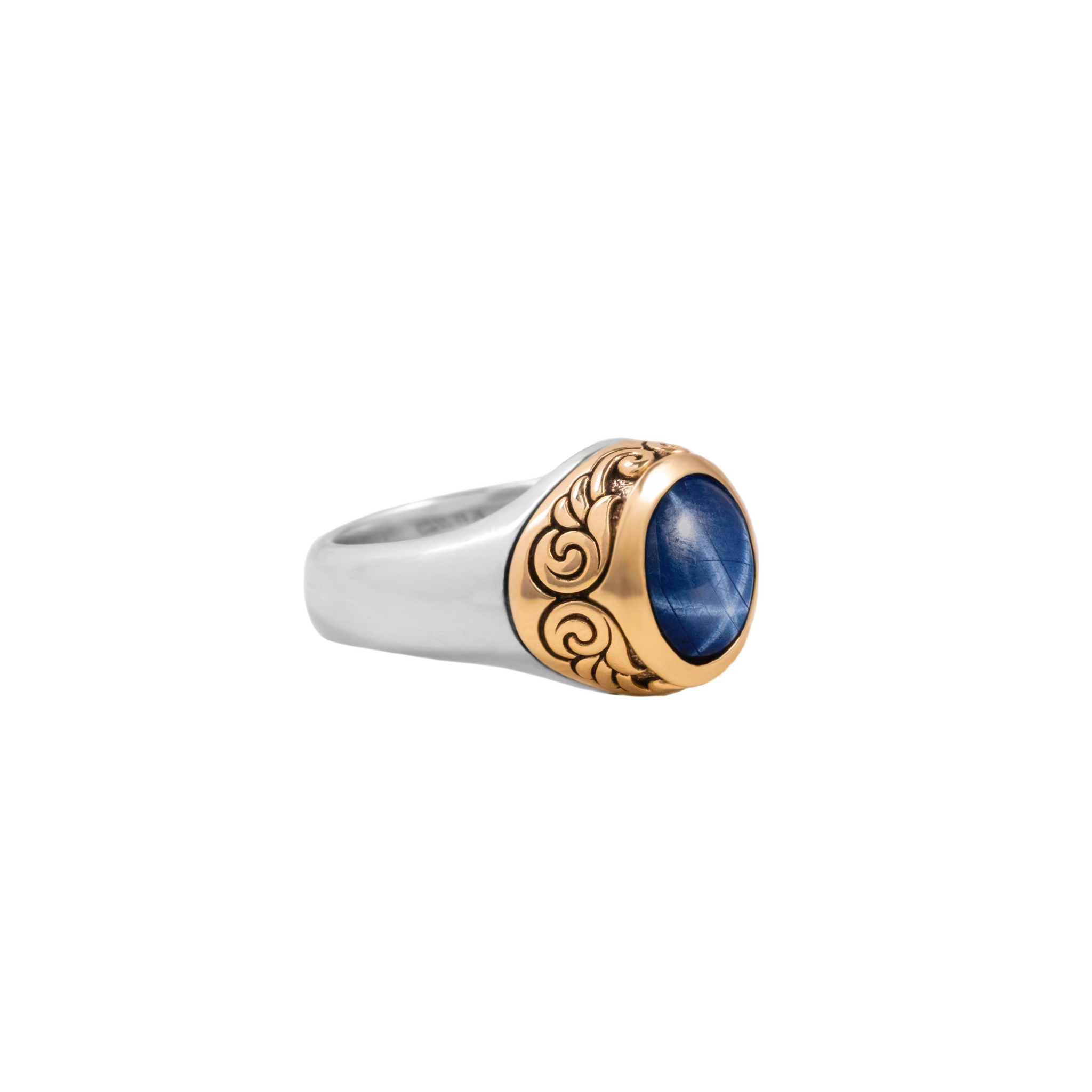 Sapphire Oval Stone Ring w/ 10K Gold Wing Detail