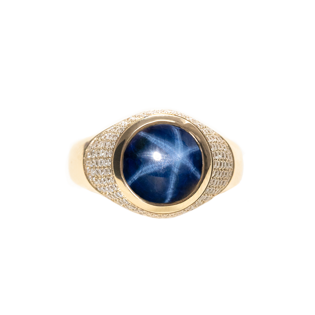 Sapphire 10K Gold Ring w/ Diamonds