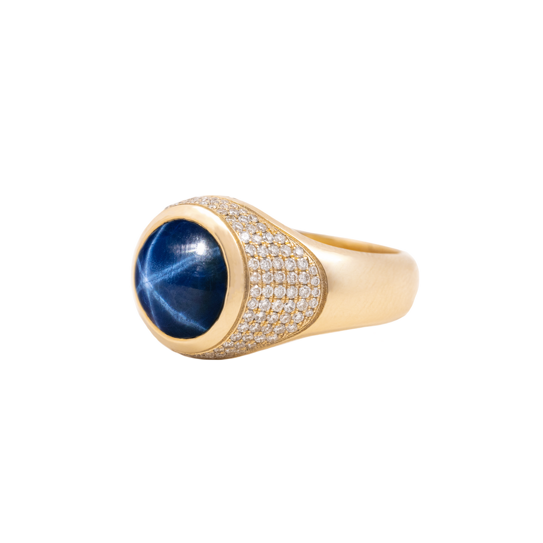 Sapphire 10K Gold Ring w/ Diamonds