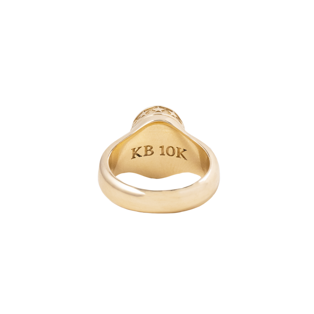 Sapphire Stone 10K Gold Ring w/ Fuck You and Stars