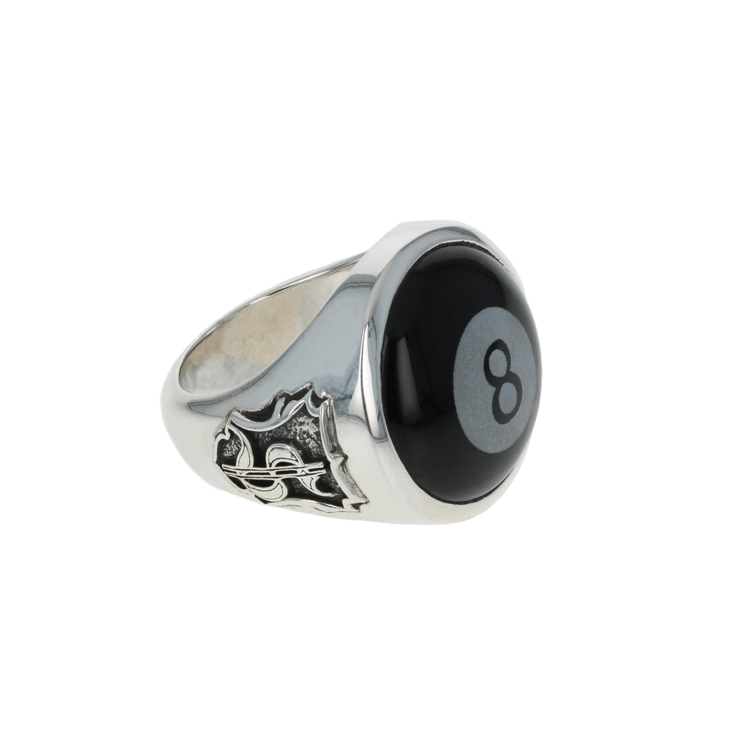 Eightball Etched Onyx Ring
