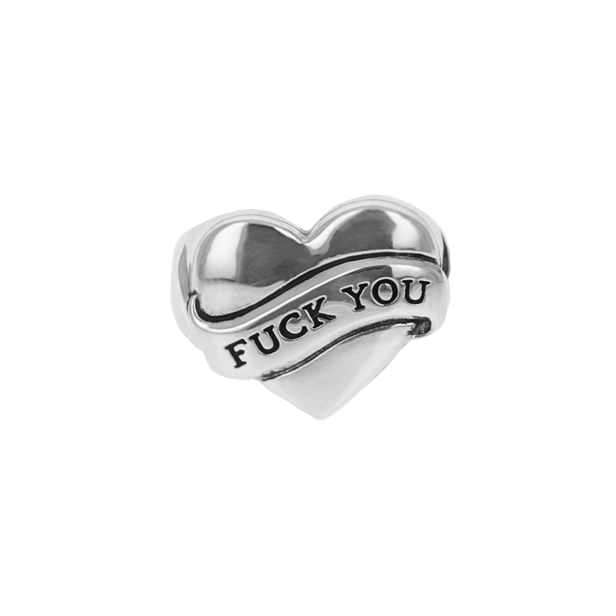 Tattoo Fuck You Heart Ring on white background