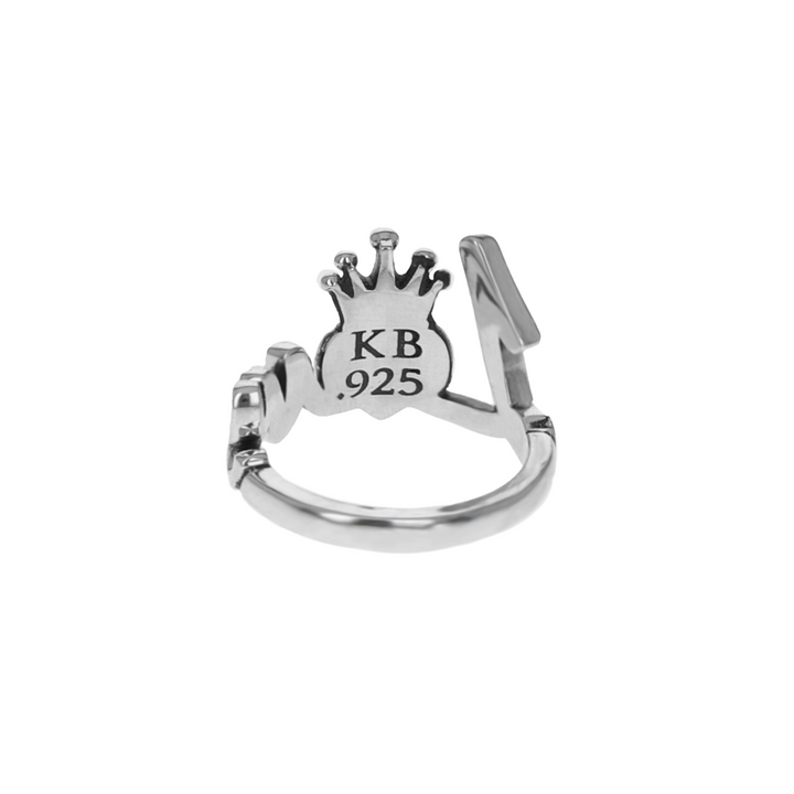 Crowned Heart Love Ring on white background back view