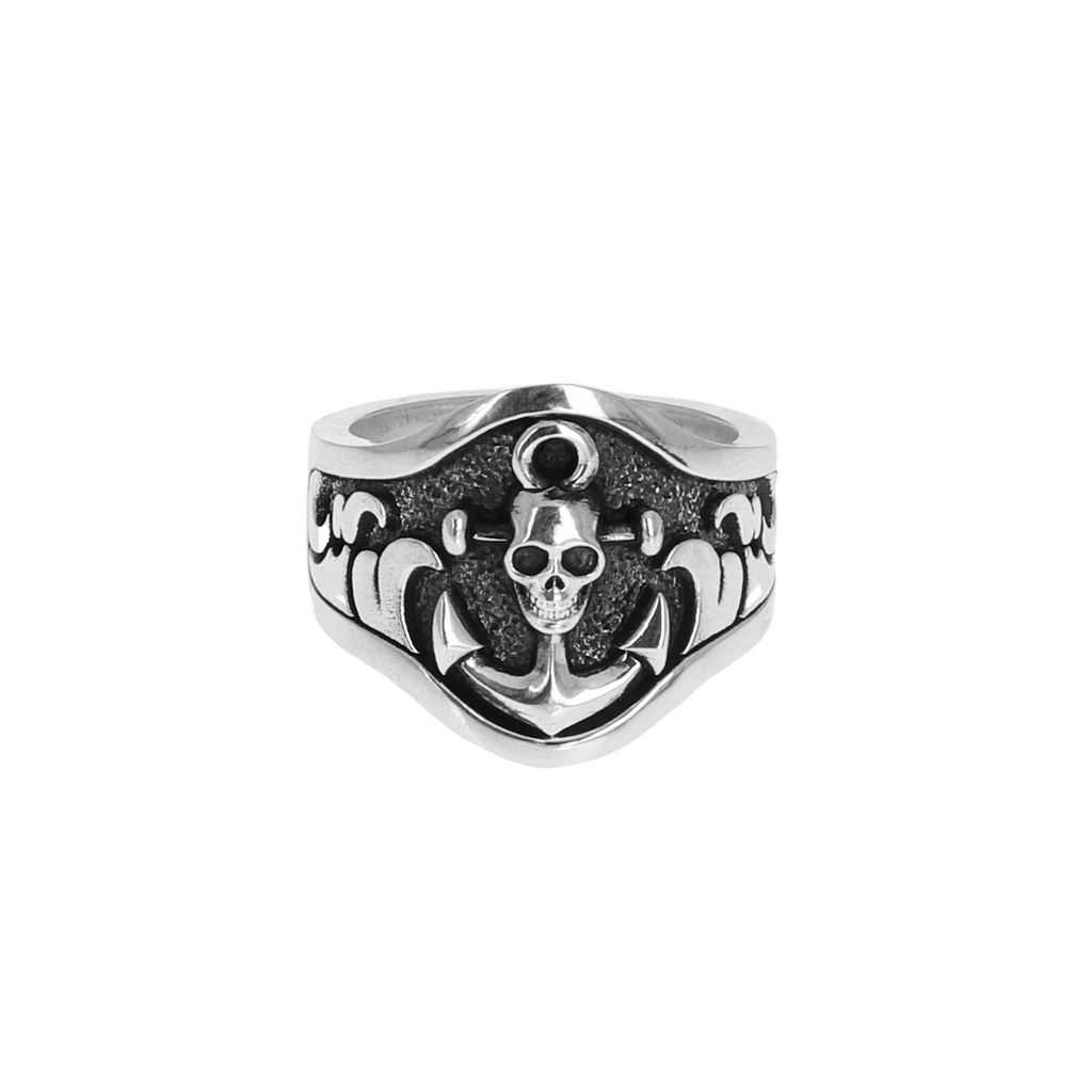 Anchor Skull Ring on white background