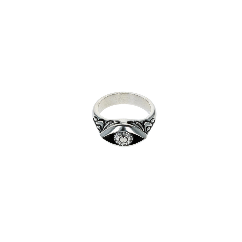 Evil eye ring on white background