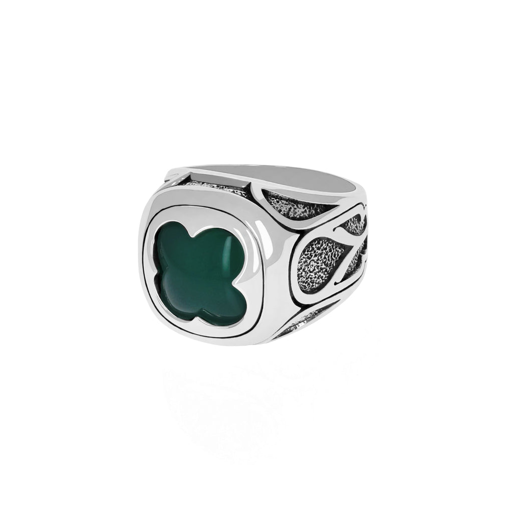 Cutout Green Onyx Stone Ring w/ Vatican Window Detail