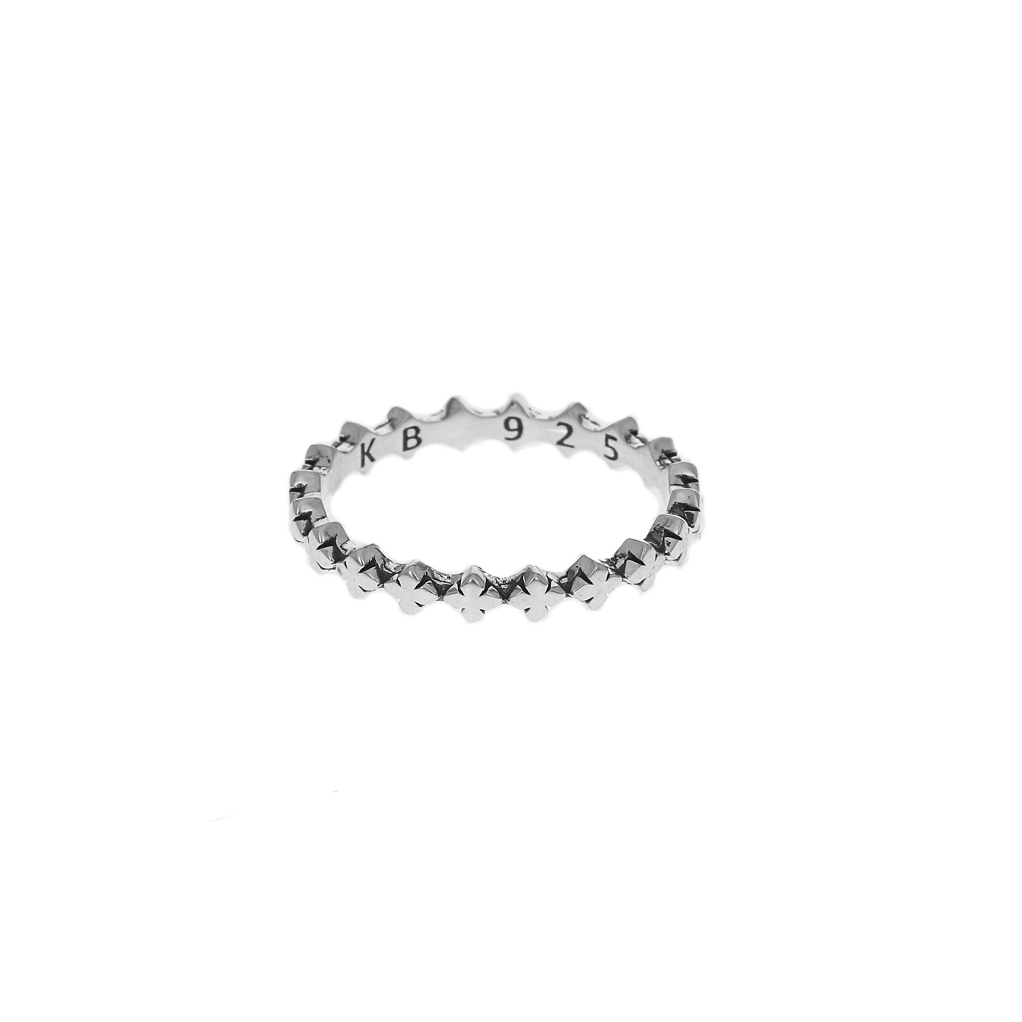 micro stackable mb cross silver ring