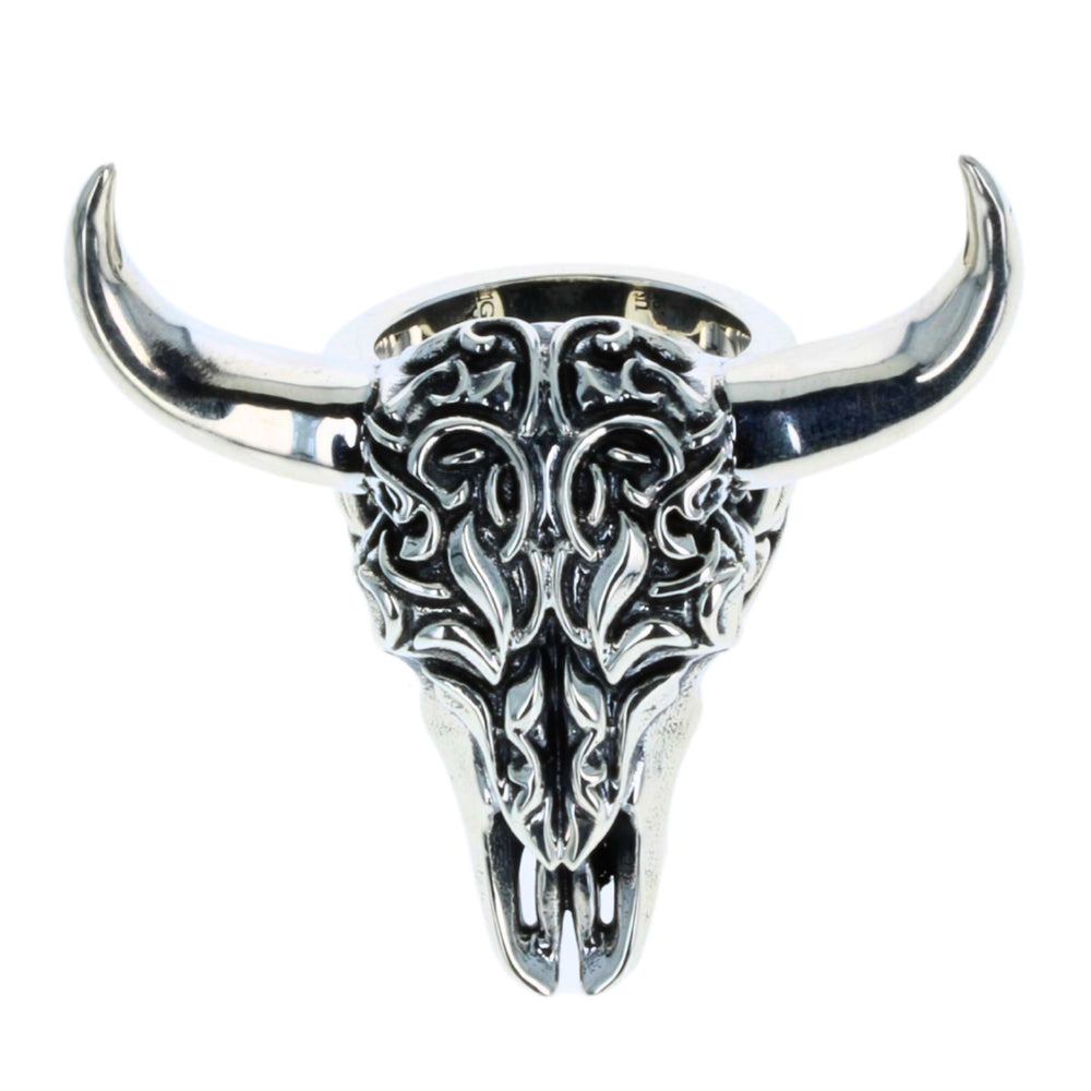 Buffalo Skull Ring on White Background Top View