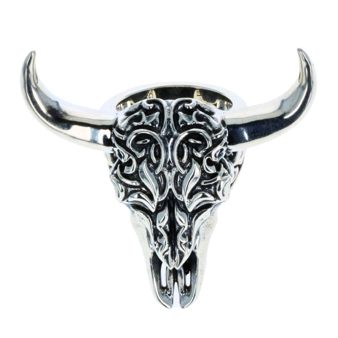 Buffalo Skull Ring on White Background Top View