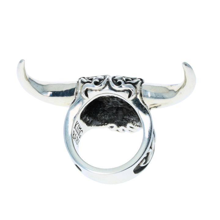 Buffalo Skull Ring on White Background Back View