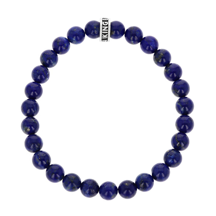 8mm Lapis Beaded Bracelet w/ Logo Ring