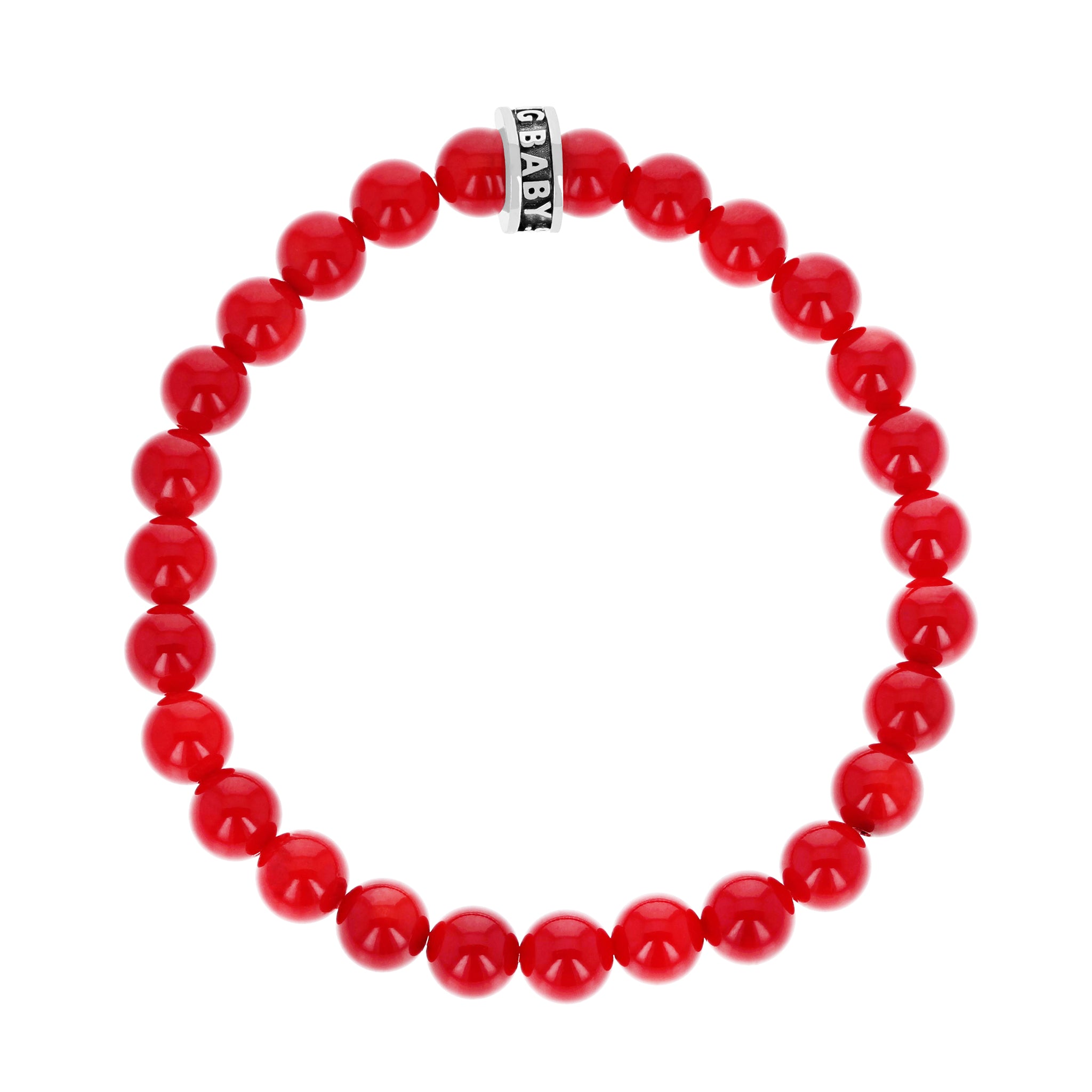 Natural Stone Chip Bracelet 7 inch Stretch-Red Coral
