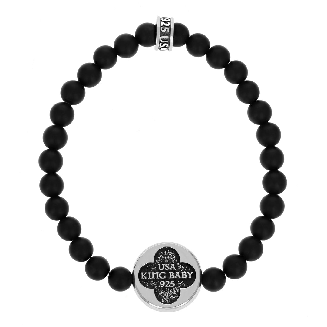 Back shot of Saint Christopher Onyx Beaded Bracelet