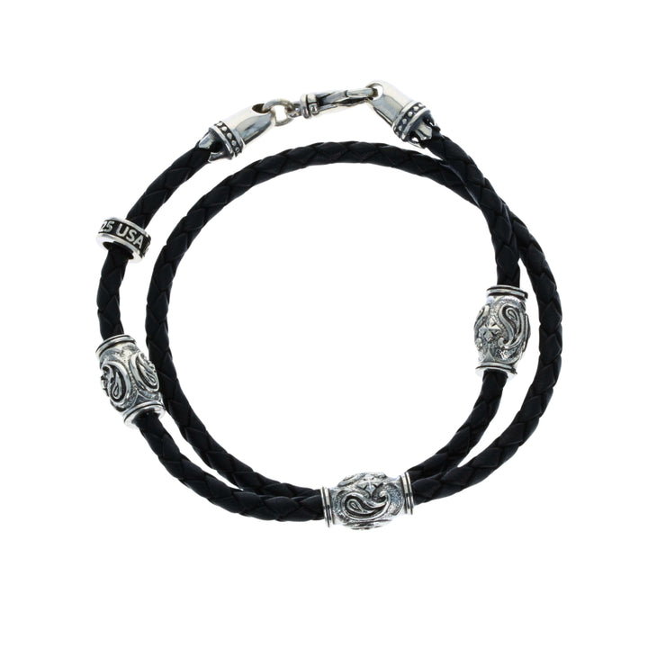 Paisley Barrel Leather Bracelet