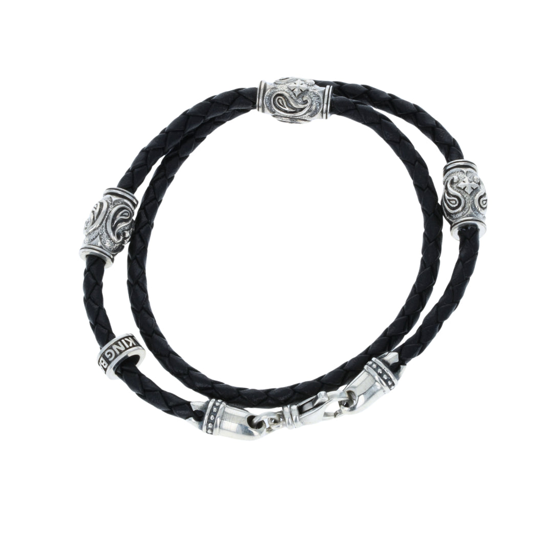 Paisley Barrel Leather Bracelet