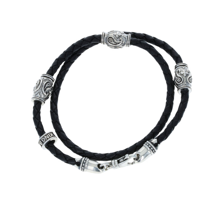 Paisley Barrel Leather Bracelet