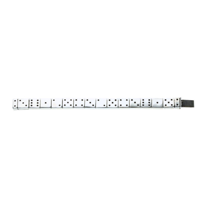 Silver bracelet with Dice star patterns on a white background top