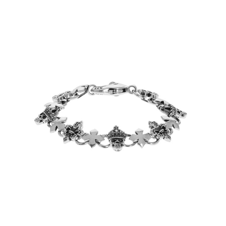 FDL + Crowned Skull + MB Cross Link Bracelet