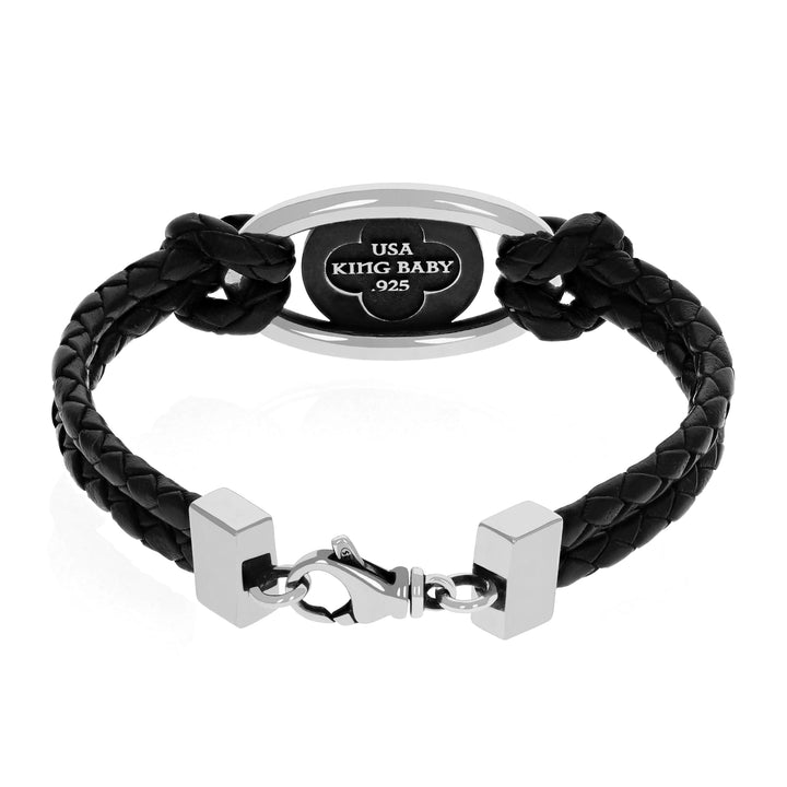 Back shot of Saint Michael Braided Leather Bracelet