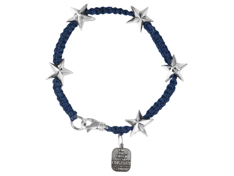 Blue Macrame Bracelet w/ Silver Stars