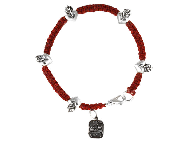 Red Macrame Bracelet w/ Hearts