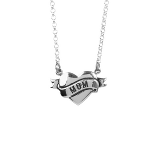 Tattoo Mom Heart Necklace on white background