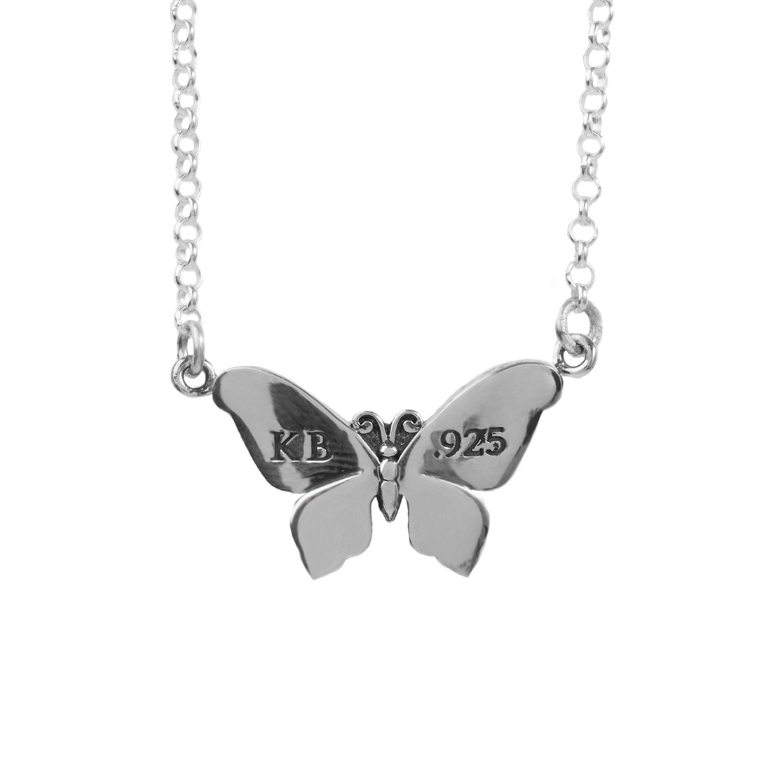 Butterfly Necklace on white background back view