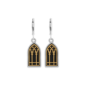 Stained Glass Earrings w/ Crosses and Gold Alloy