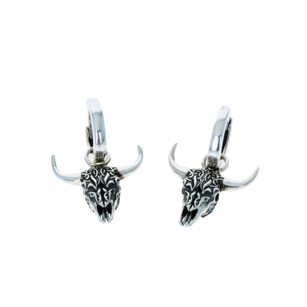 Buffalo Skull Earrings on white background bottom