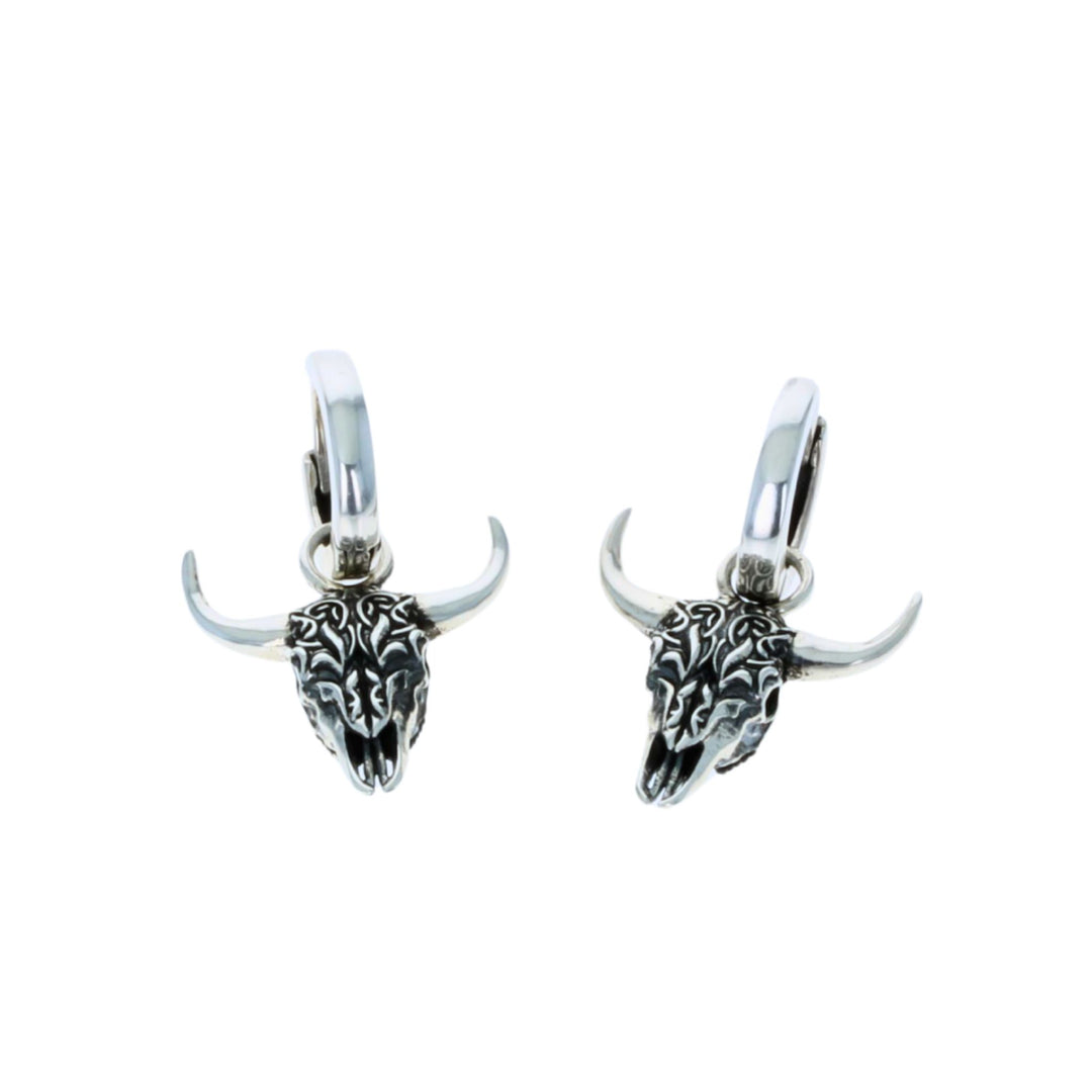 Buffalo Skull Earrings on white background bottom