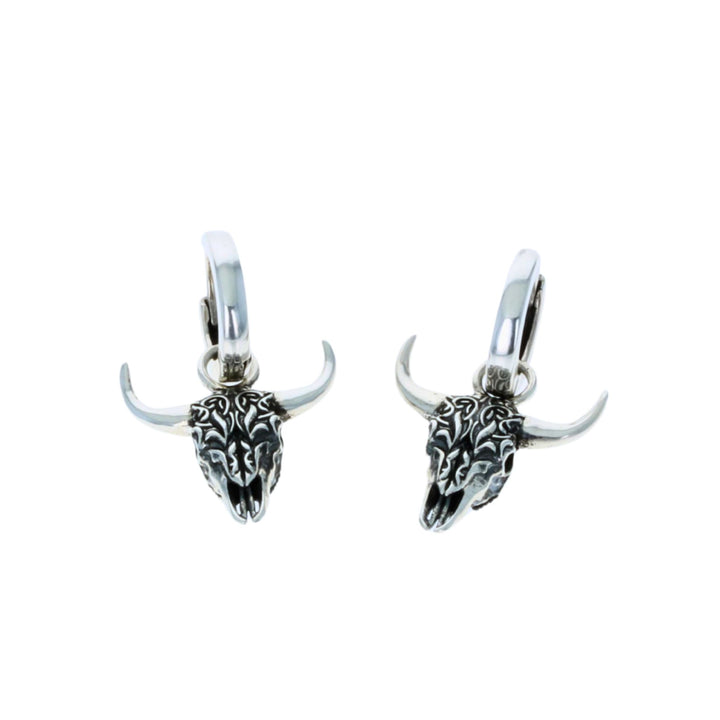 Buffalo Skull Earrings on white background bottom