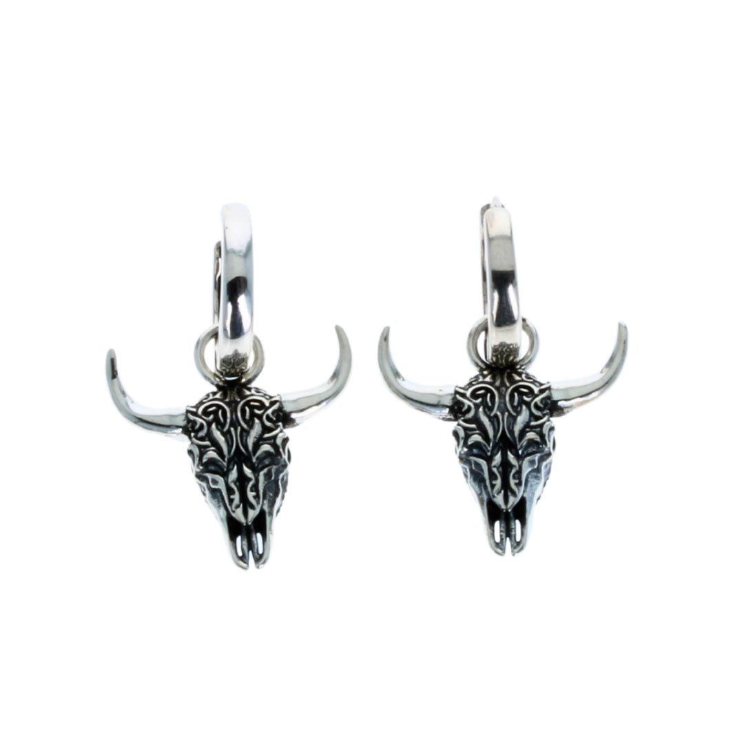 Buffalo Skull Earrings on white background front