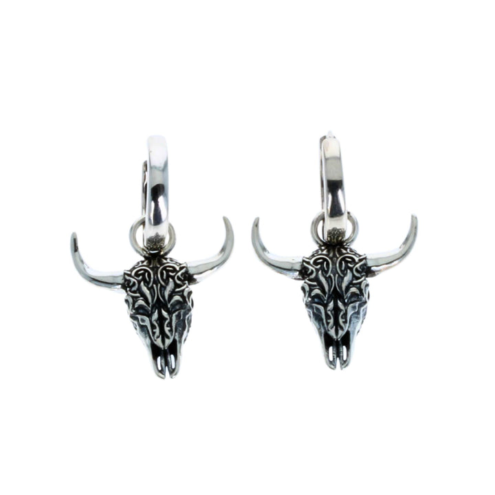 Buffalo Skull Earrings on white background front