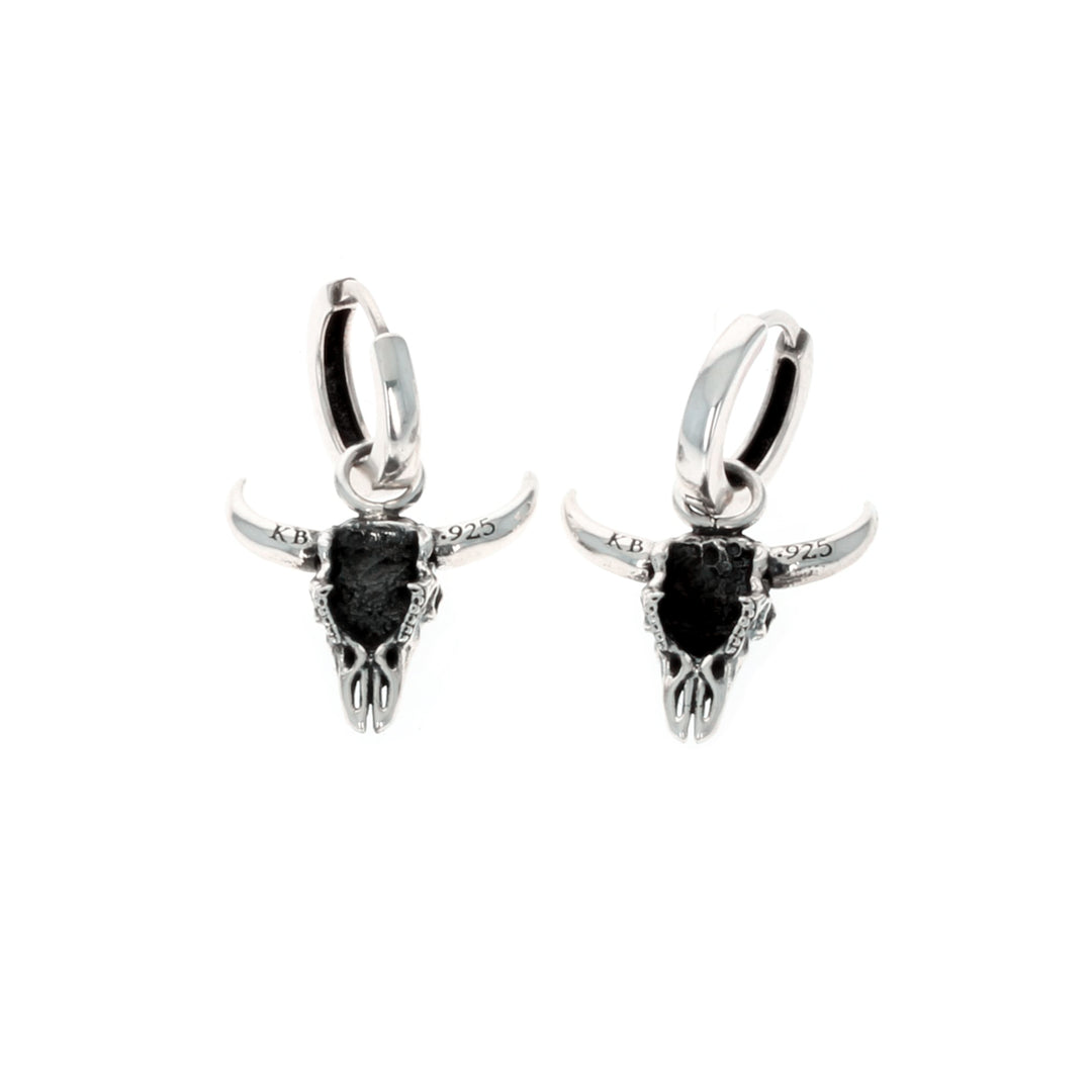 Buffalo Skull Earrings on white background front back