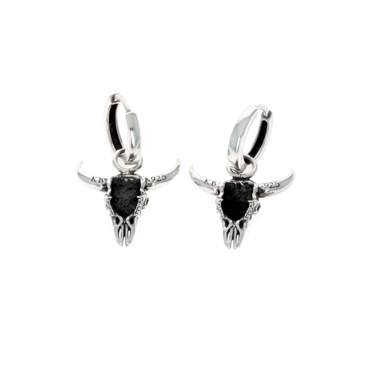 Buffalo Skull Earrings on white background front back
