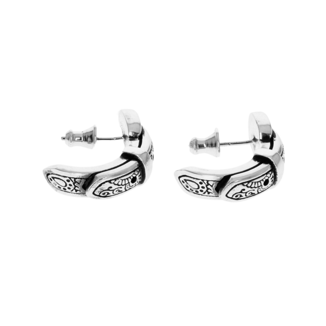 Paisley Belt Earrings on white background bottom