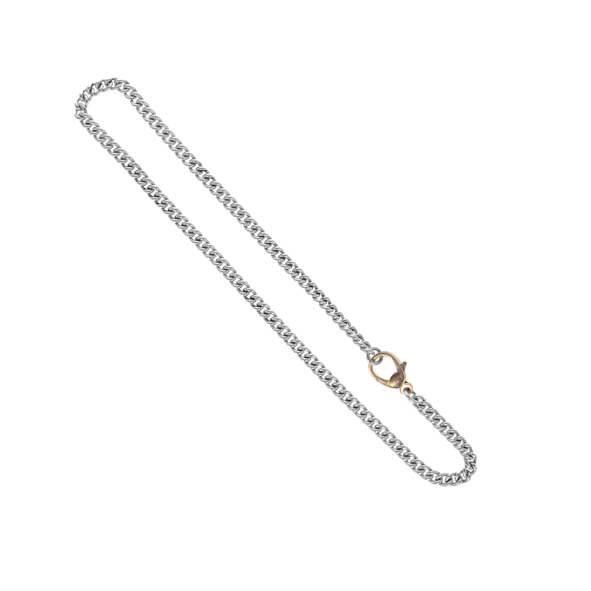 Large Curb Link Chain with 10K Gold and Pave Diamond Lobster Clasp (Single Side)