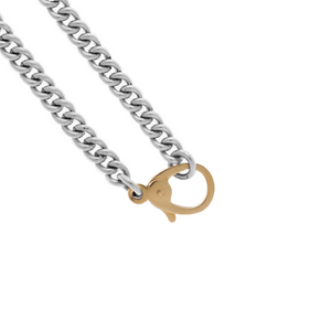 Large Curb Link Chain with 10K Gold and Pave Diamond Lobster Clasp (Single Side)