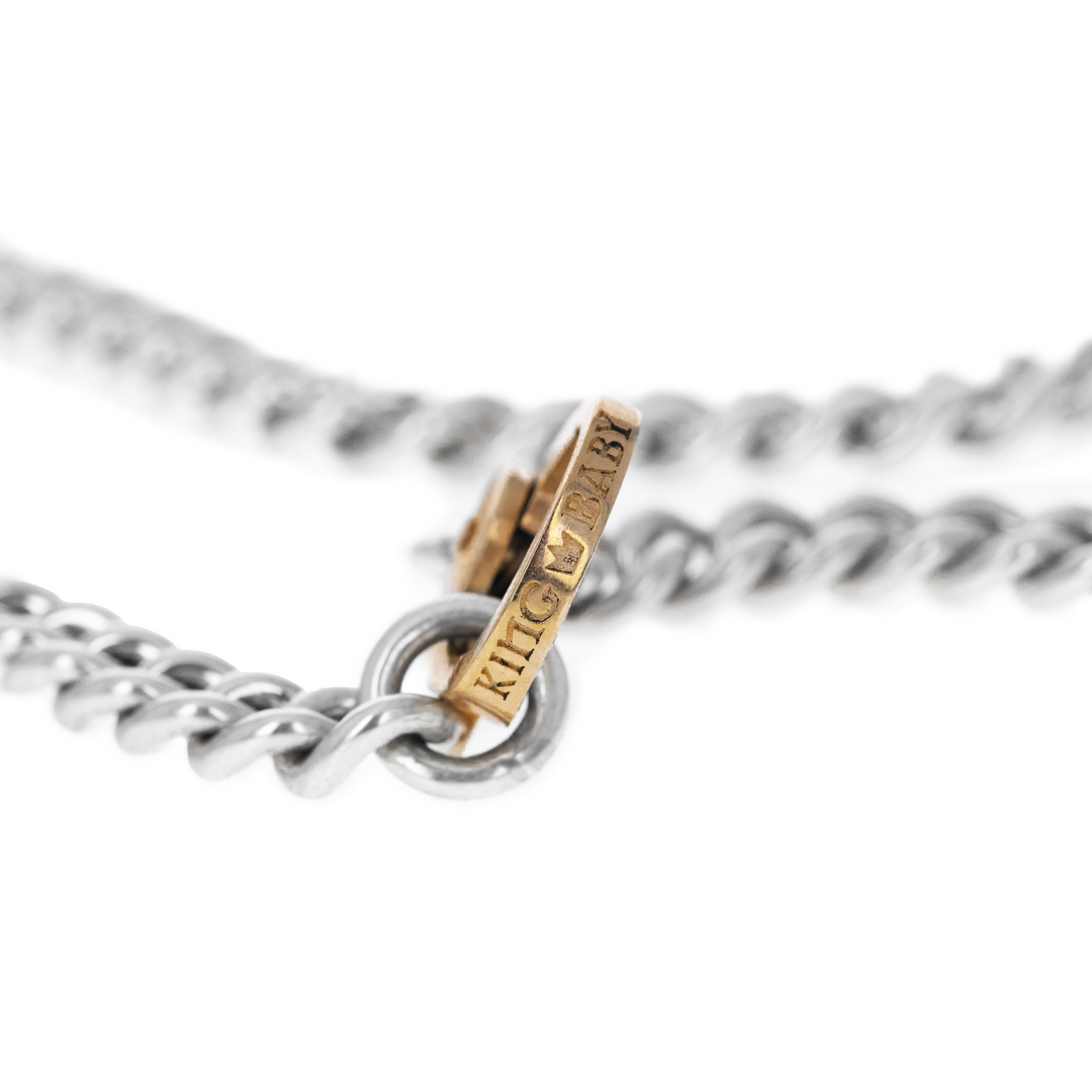 Large Curb Link Chain with 10K Gold and Pave Diamond Lobster Clasp (Single Side)